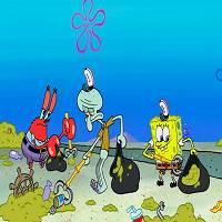 Spongebob insegna ai bambini a tenere pulito l'oceano